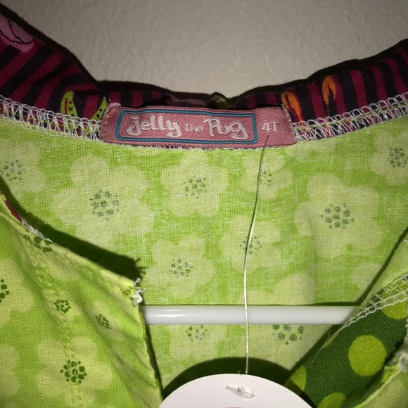Jelly the Pug Hummingbird Dress Green Hooded 4T - Picture 6 of 10
